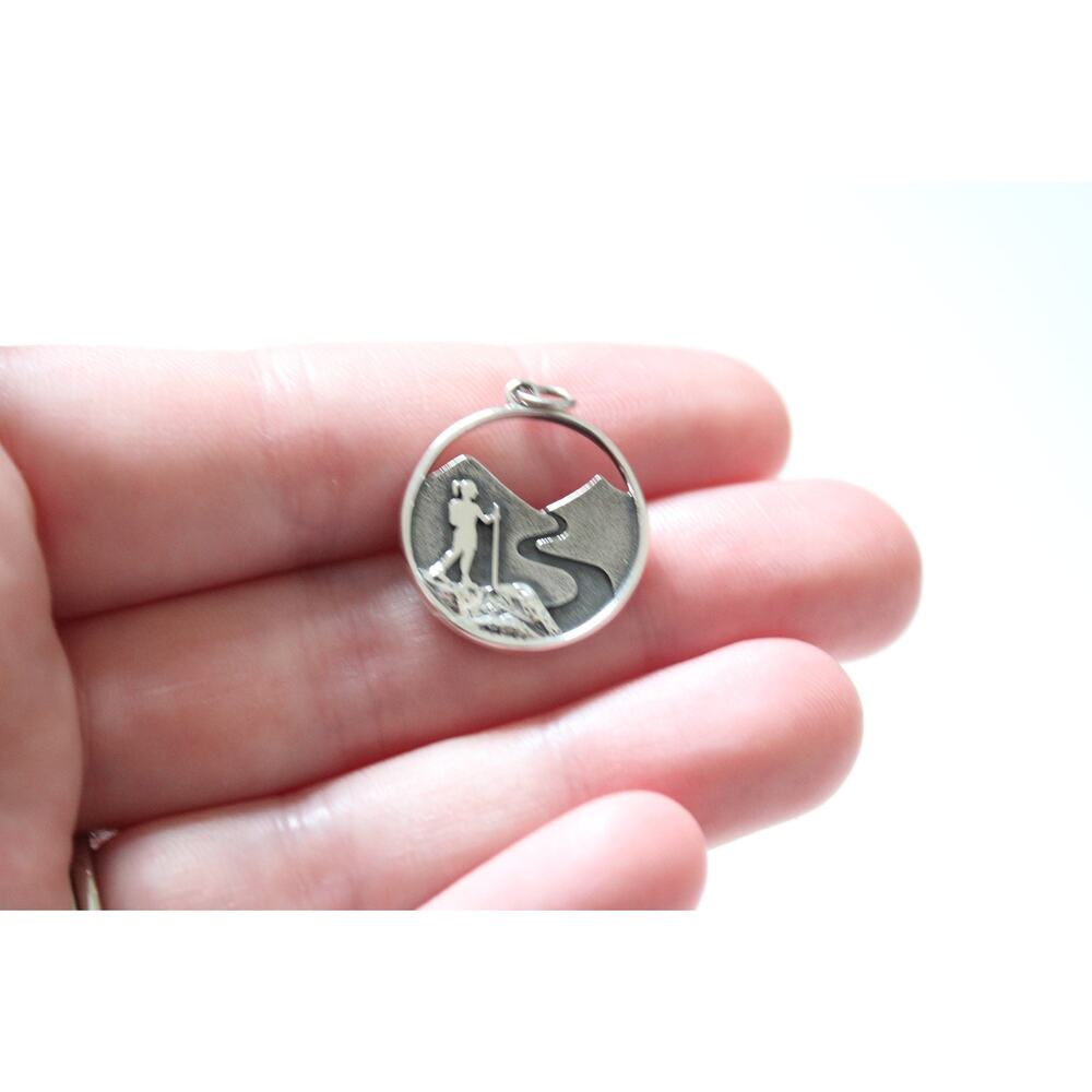 Sterling Silver Hiking Girl Charm, Sterling Silver Hiking Girl Pendant